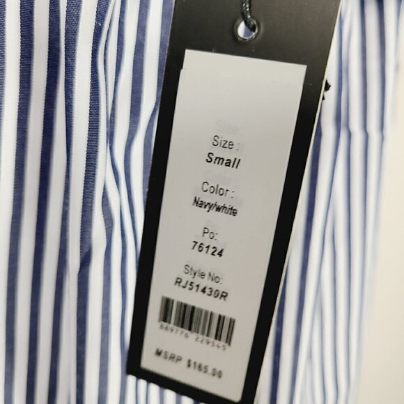 Romeo & Juliet Couture Blouse S Blue Striped Embroidered Sleeve Off Shou… - Picture 5 of 9